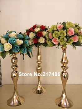 

New style Gold trumpet wrought iron vase high quality for wedding centerpiece