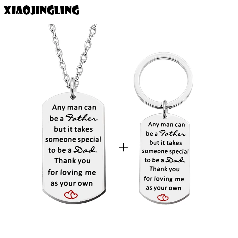 

XIAOJINGLING 1Set Stainless Steel Keychain Any One Can Be Father Car Chain Keychain Keyrings For Father Jewelry Christmas Day