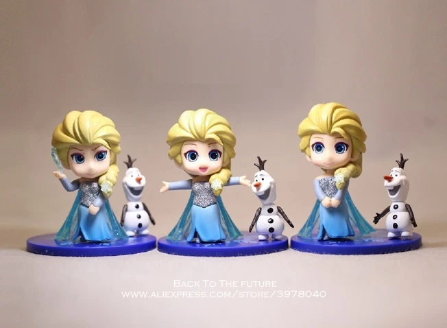 Disney Frozen Princess Elsa 8cm 3pcs/set Action Q version Figure Model Anime Mini Decoration PVC Collection Figurine Toys model