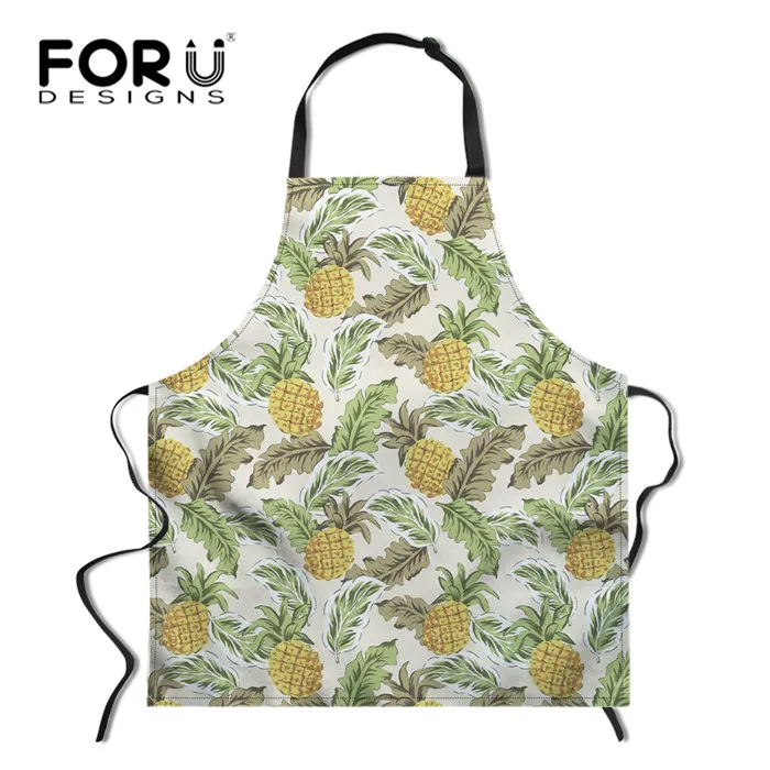 FORUDESIGNS ананас нагрудник с принтом Кухонный Фартук цветочный Стиль женские Кухня шеф-повара, фартуки рукавов взрослых Пособия по кулинарии фартук - Цвет: Z4484R