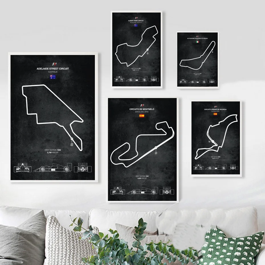 

F1 Circuits Art Canvas Poster Painting Wall for Room Home Decor
