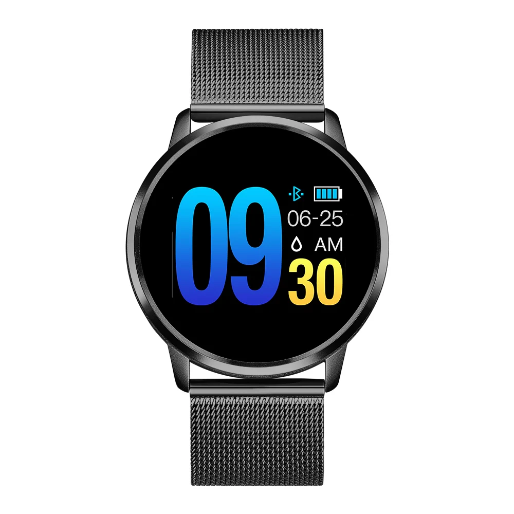 Black steel strap ONLENY Q8 Смарт-часы OLED Цвет Экран Smartwatch Дамская Мода Фитнес трекер монитор сердечного ритма - Цвет: Black steel strap