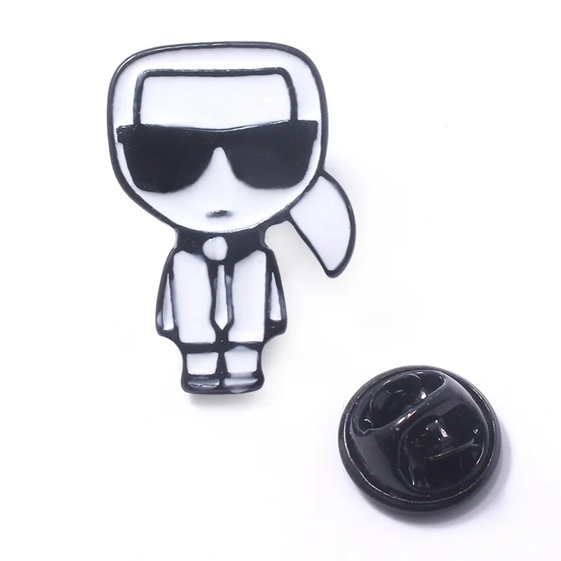 

Celebrity Lagerfeld Karl Brooches Men Women Commemorating Enamel Pin Personality Badge Jewelry