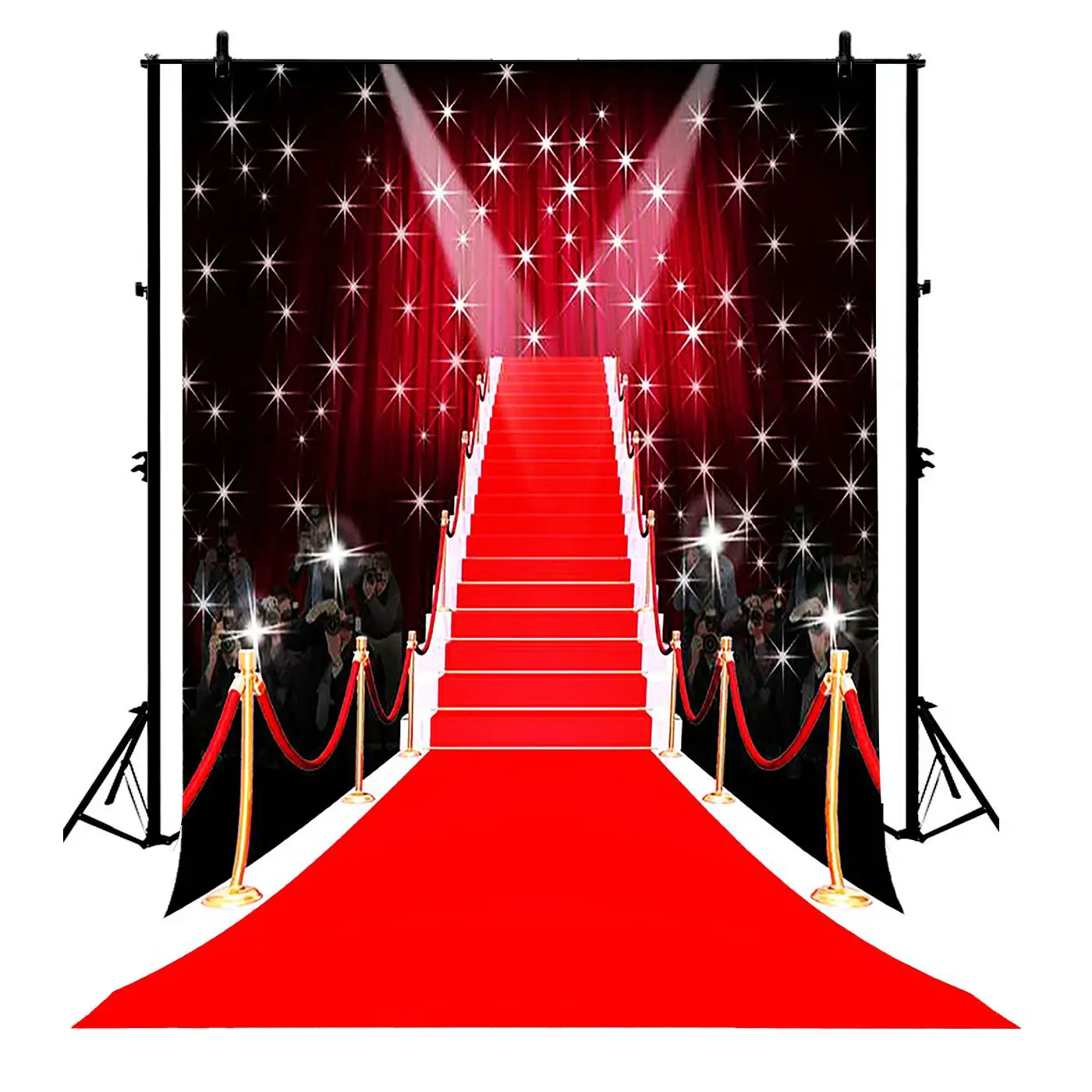 

5x7ft Tees Dazzling Red Carpet Fantasy Shiny Stars Polyester Photo Background Portrait Backdrop