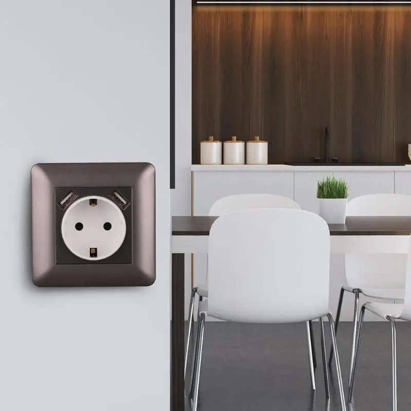 86 Type Wall Touch Panel Wall Socket Double USB Port Electrical Sockets