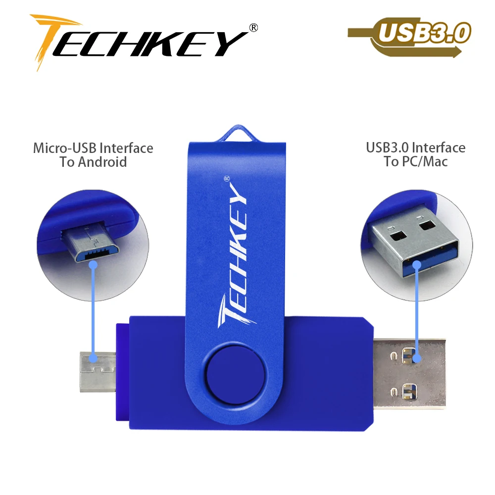 Новинка TECHKEY OTG usb 3 0 64 Гб флеш накопитель 32 ГБ 8 16 memoria cel флешка Флешка u диск Подарок