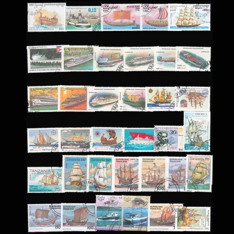 Лодки 100 шт. все разные почтовые штампы с почтовой маркой в хорошем состоянии для