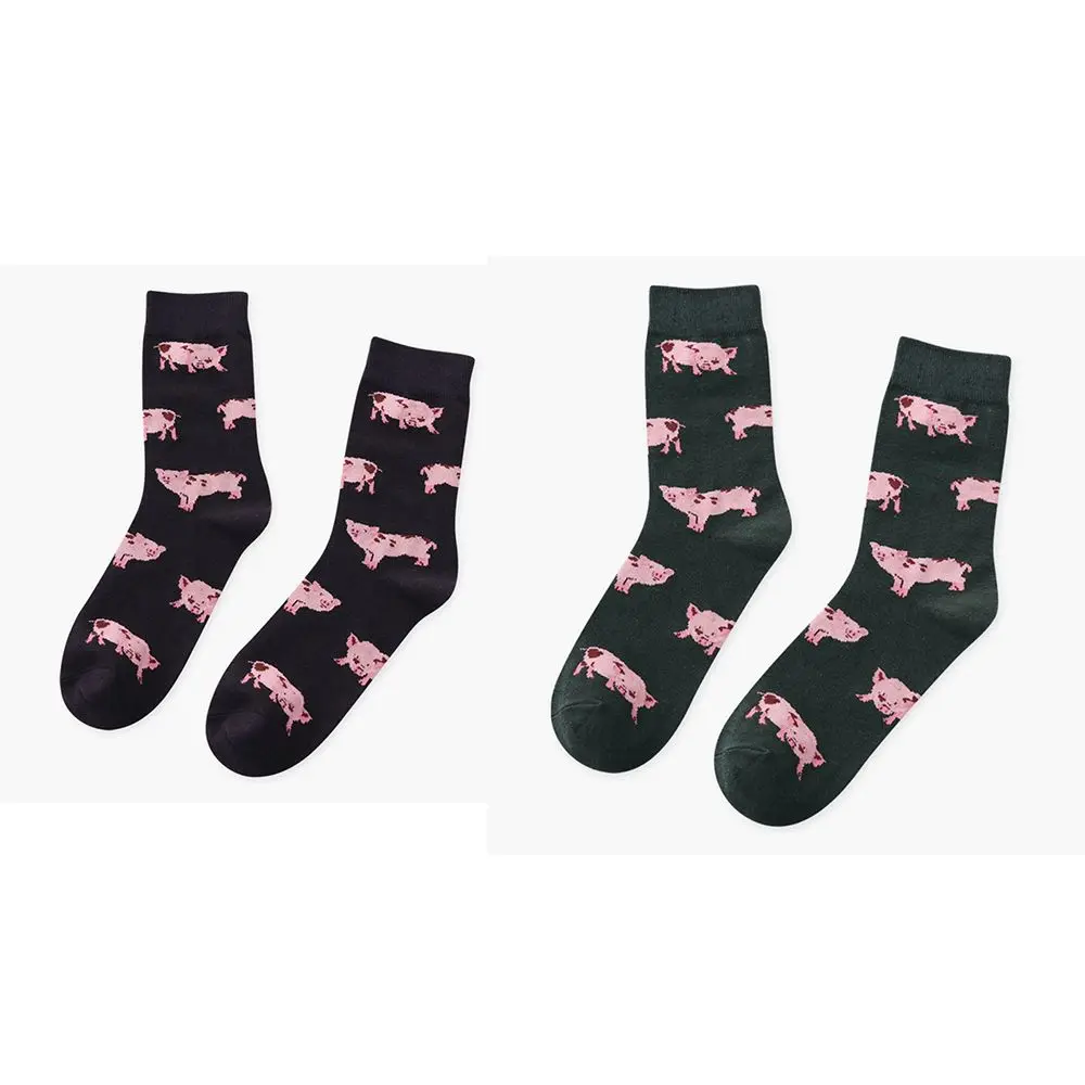 Модные хлопковые носки с героями мультфильмов; женские повседневные носки со Свинкой; удобные короткие носки; забавные женские носки