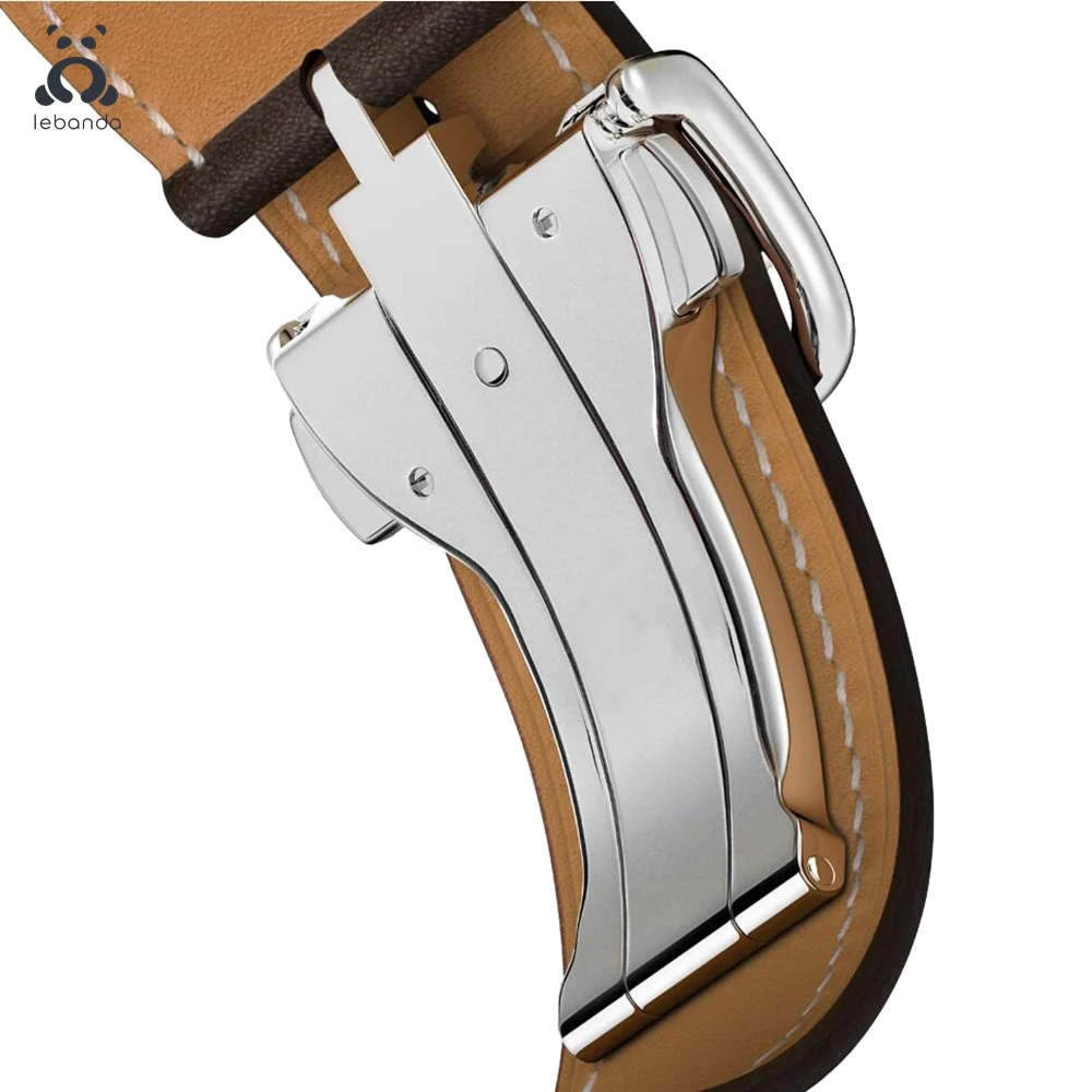 Leband ремешок для наручных часов Apple Watch 5 4 3 2 1 ремешок для наручных часов iwatch, Swift кожа Одноконтурный дизайн развертываемая застежка ремешок 38/40/42/44 мм