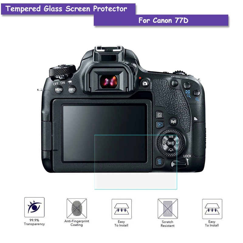 9 H закаленное Стекло ЖК-дисплей Экран протектор реального Стекло щит Плёнки для Canon 77D Камера Интимные аксессуары