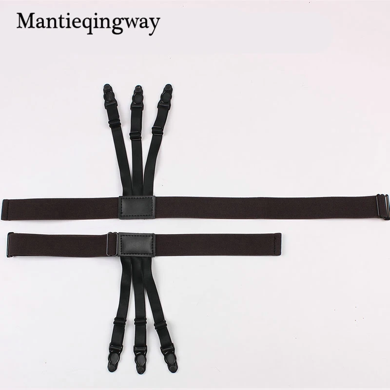 Coffee Mantieqingway унисекс 1 держатели для запонки однотонные подтяжки для мужчин и женщин костюм подвязки эластичный подвязка пояс кожаные подтяжки - Цвет: Coffee