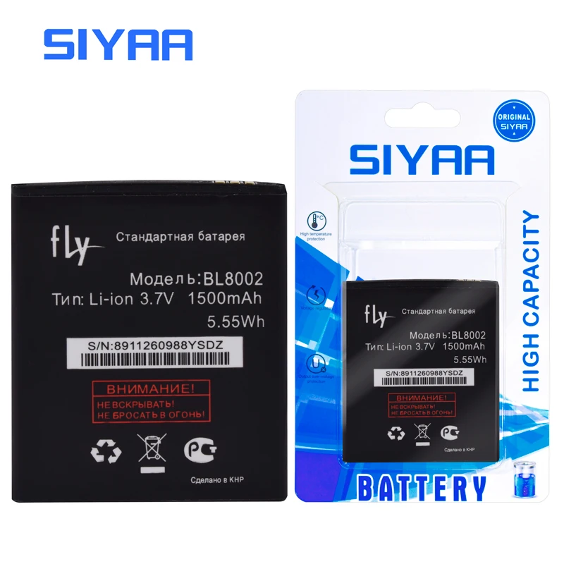 Аккумулятор SIYAA BL8002 для Fly IQ4490I BL 8002 1500 мАч 3 7 в | Мобильные телефоны и аксессуары