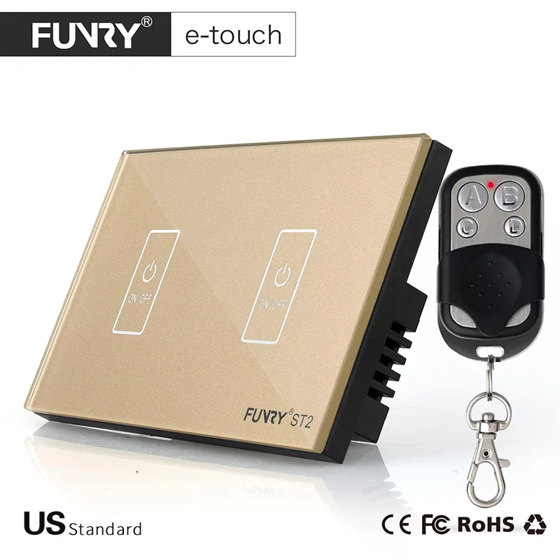 Funry us standaard 2 gang дистанционный переключатель, Smart Control ан-uit voor Умный Дом, slimme Schakelaar, смарт Лампы Schakelaar