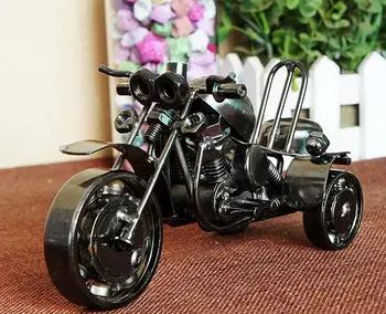 

Three Wheeled Motorcycle Model Vintage Home Decor Creative Metal Living Room Decorations Nautical Decor Mini Garden Decoration