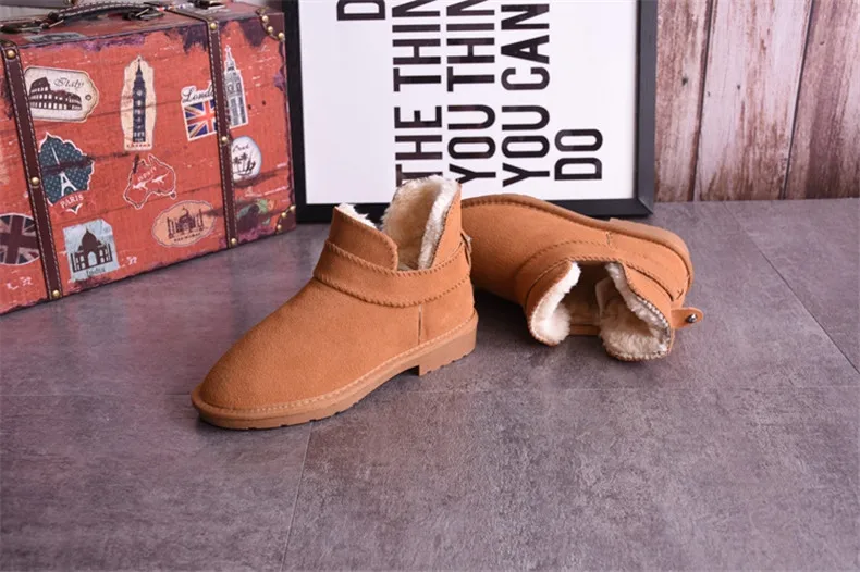 High Quality Snow Boots Women Fashion Genuine Leather Australia Womens High Boot Winter Women Snow Shoes botas mujer SIZE 3-12 -