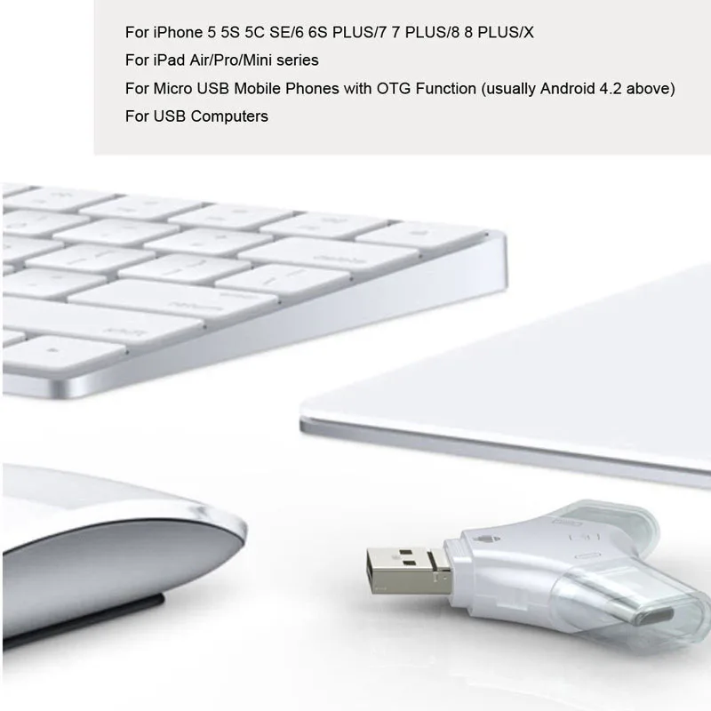 4 в 1 флеш-накопитель Micro USB TF кард-ридер адаптер для iPhone X XS MAX XR 6 7 8 plus для iPad для samsung S8 для телефона Android Type-C