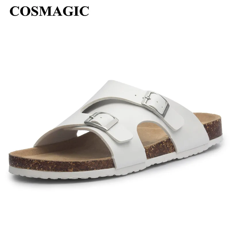 

COSMAGIC 2018 New Summer Beach Cork Slippers Women Casual Double Buckle Clogs Slides Slip on Slipper Shoe Plus Size