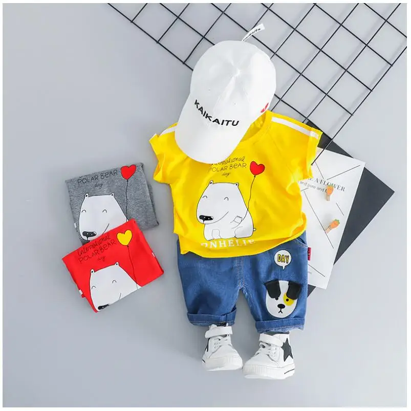 

ZWXLHH 2019 Summer Baby Girls Boys Clothing Sets Toddler Infant Clothes Suits Cartoon Shirt Shorts Kids Children Short Set