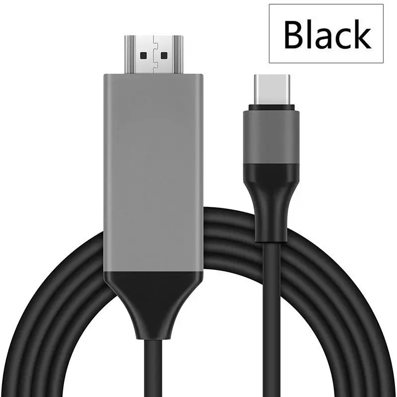 Черный Full HD Тип C к HDMI USB 3,1 телефон к ТВ/HD ТВ видео кабель для samsung S8 S9 HUAWEI P20 2 м - Цвет: Черный