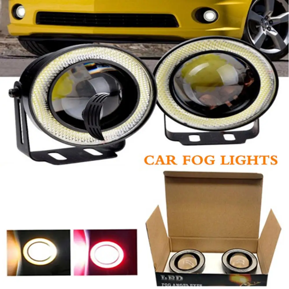 1 Pair 30W LED COB Angel Eyes Daytime Running Light 3 In/3.5 In Car Vehicle Car Fog Lights Automotive LED Lens Lamp