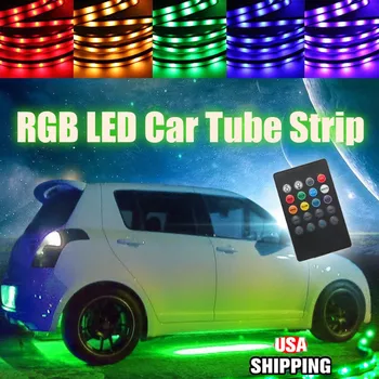 

Colorful wireless remote control music sound control lamp atmosphere lamp 12V One set of LED automobile chassis lights