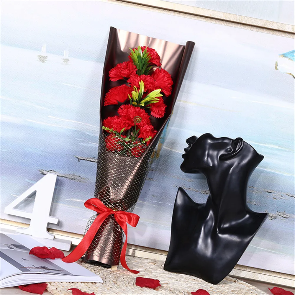 

11pcs Artificial Carnation Soap Flowers Decorative Hand Holding Flower Bouquet Gift for Mother' Day Gift Valentine's Day Gift