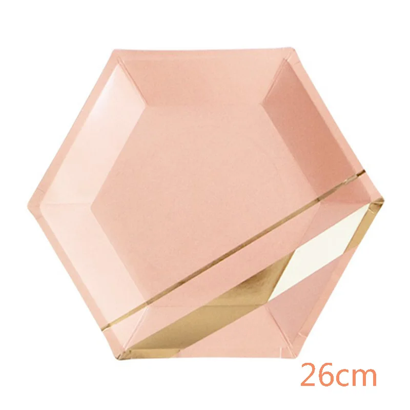 8pcs pink gold 8 шт./лот красочные бумажные стаканы в полоску и тарелки для свадьбы, дня рождения украшения Baby Shower фестиваль для детей посуда вечерние поставки - Цвет: 8pcs pink gold