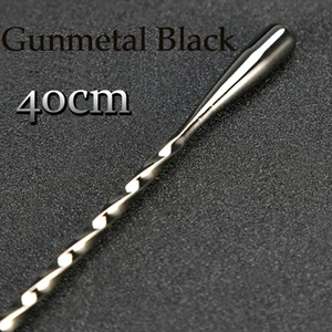 Gunmetal black 40cm Коктейльная ложка для перемешивания, ложка из нержавеющей стали, профессиональный инструмент для коктейля, бара, японский стиль, Каплевидный Дизайн - Цвет: Gunmetal black 40cm