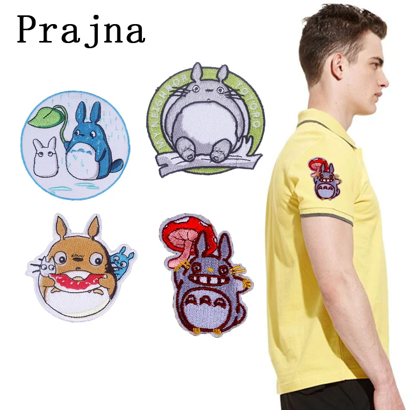 

Prajna Large Totoro Patches And Friend Iron On Clothing Embroidered Sticker Applique Patch For Cloth Accessories Decoration F
