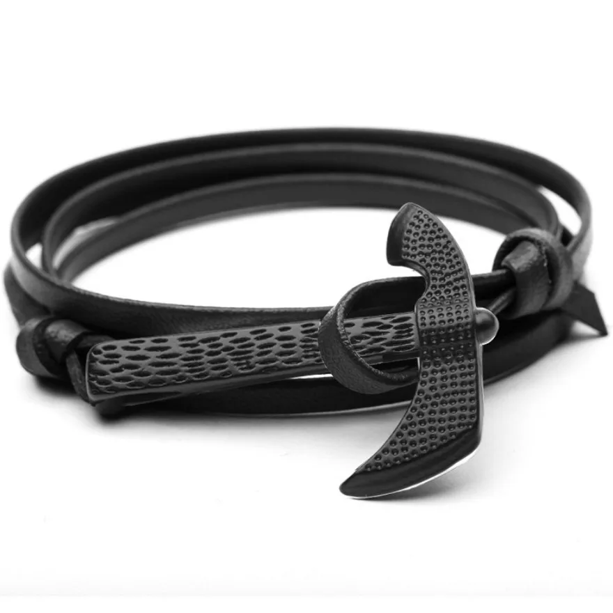 

1 Pcs Sell Fashion Strand Bracelets Personality Boat Anchor Black The Axe Rope Chain Bracelet Wrap Metal Sport Hand Catenary