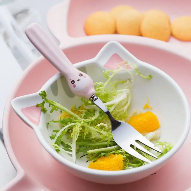Portable Flatware Set Reusable Stainless Steel Cartoon Spoon Chopsticks for Travel Camping Picnic Storage Box Included