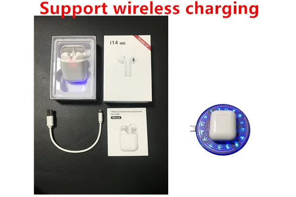 

wireless charge support i14 TWS headset Bluetooth 5.0 3D sound touch control earphones pk i10 i11 i12 i13 tws for smart phones