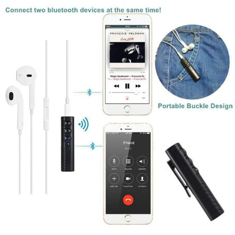 3,5 мм jack Bluetooth Car Kit Hands free Music Receiver Аудио адаптер авто AUX комплект для Динамик наушников стерео клип приемник