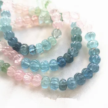 

loose beads AAA Morganite carved pumpkin 5-8mm for DIY jewelry making FPPJ wholesale beads nature gem stone
