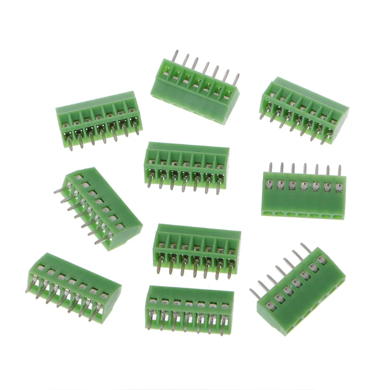 7PIN 10 шт. 2Pin-10Pin винт PCB установленный клеммные блоки разъем 2,54 мм шаг - Цвет: 7PIN
