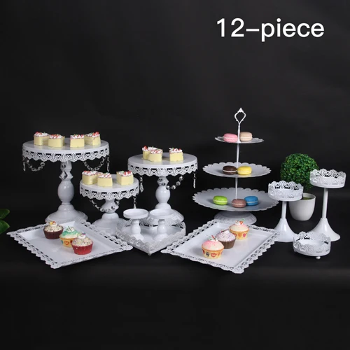 white 12pcs 7/комплект из белого золота со стразами и жемчугом; металлическая, для подставки для пирожных кекс десерт части стойки держателя вечерние свадебные украшения стола для банкета - Цвет: white 12pcs