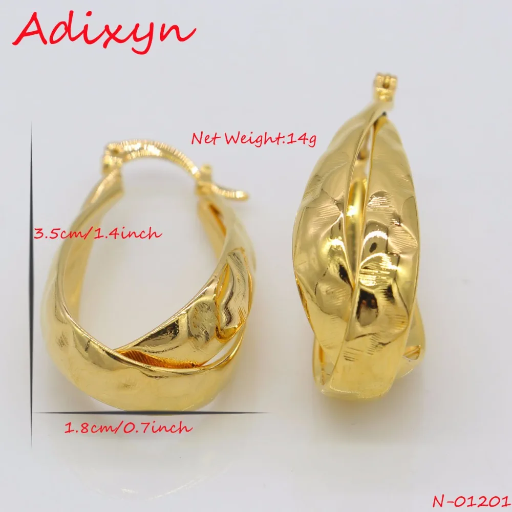 Adixyn Золотые Ювелирные серьги для женщин/девушек золотой цвет/медные серьги-кольца ювелирные изделия вечерние подарки N01201
