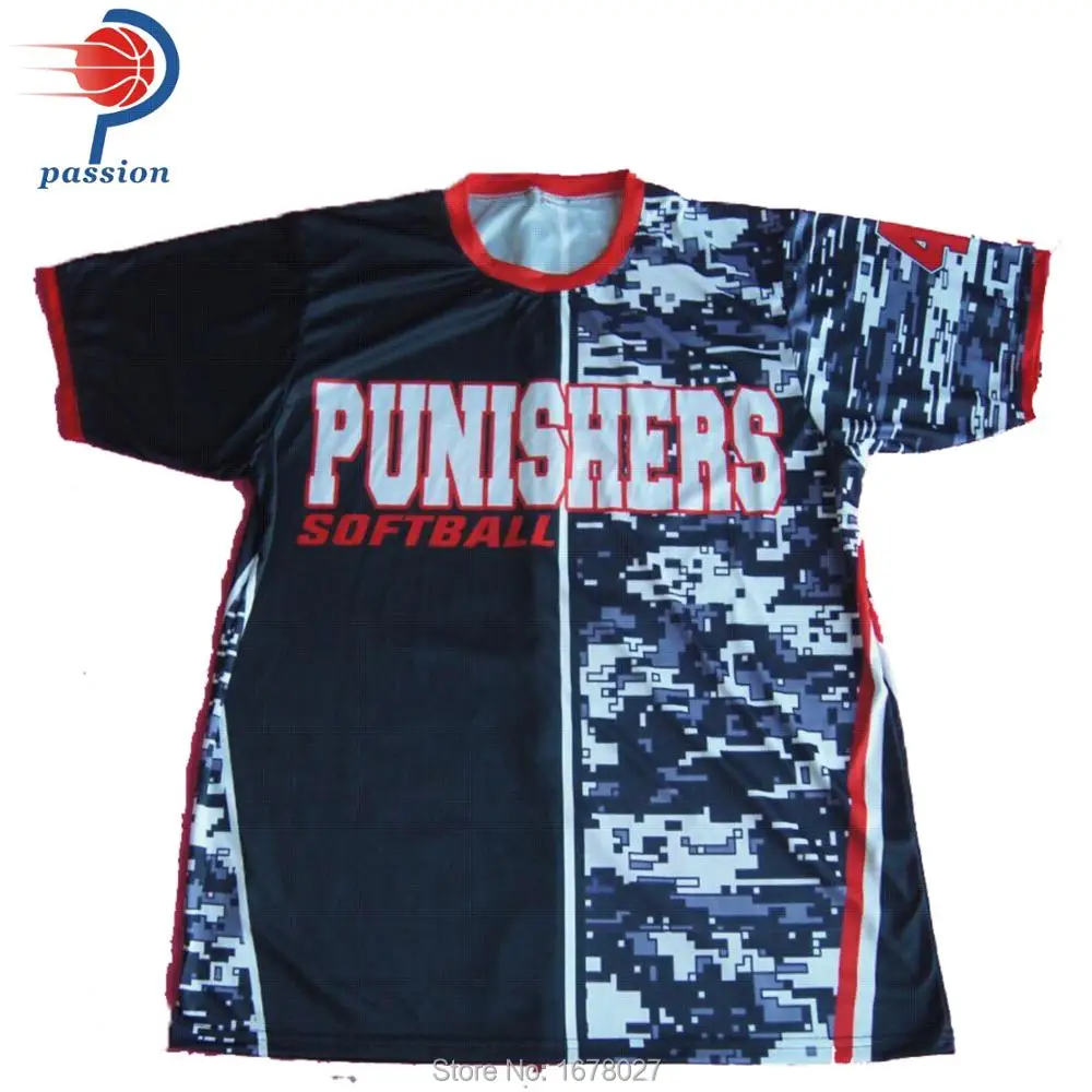 Dye Sublimation Customize Own Team Camo Design Softball Top
