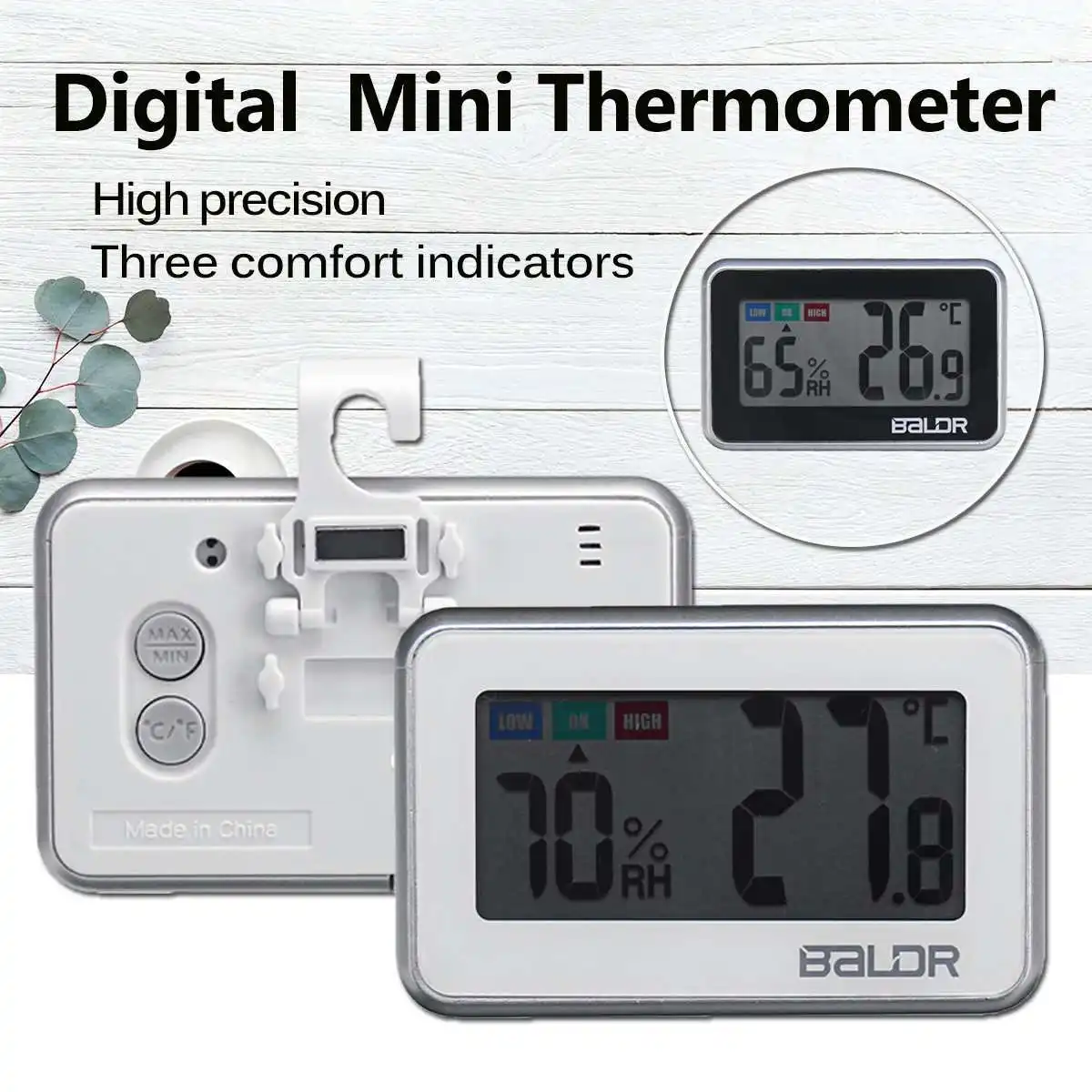 

Baldr Mini Digital Temperature Humidity Meter Thermometer Hygrometer Indoor Bathroom Electronic Thermometers Monitor W/Hook