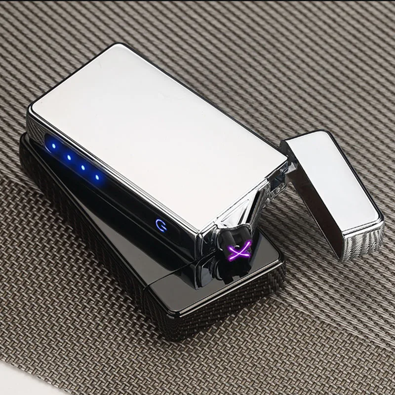 Ветрозащитный Электронный Usb зарядка сигарет смарт-пресс экран Зажигалка двойной дуги плазменный импульсный персональный Светодиодный дисплей питания