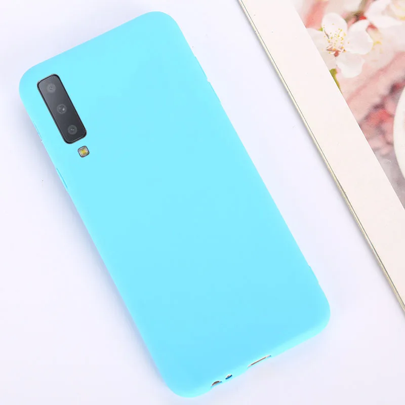 Blue Карамельный цвет чехол для samsung Galaxy S10 A10 A50 A30 A70 A40 A20 A60 A6 A8 A7 S8 S9 плюс Note10 8 9 силиконовый матовый ТПУ чехол - Цвет: Blue