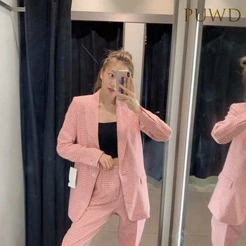 

PUWD Autumn and Winter GirlS Line n-fashion suit OL wind suit jacket and high-waisted casual pants woman