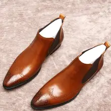 Итальянские мужские ботильоны с перфорацией; коллекция года; модные мужские армейские ботинки для подиума; оксфорды из натуральной кожи; Sapatos