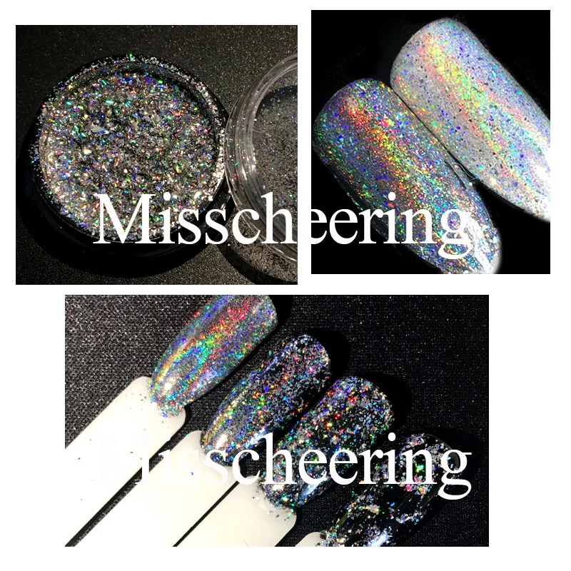 Лучшее качество галактика целый чешуйки порошки 0,2 г/кор. Bling Laser Rainbow Fleck блестки неправильный дизайн ногтей хромированные украшения