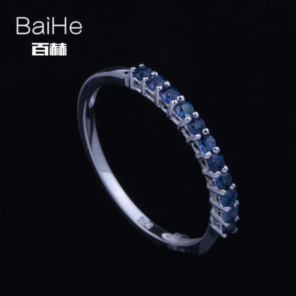 BAIHE Solid 14 K белое золото(AU585) 0.4CT Сертифицированный H/SI настоящий сапфир свадебные женские модные ювелирные изделия кольцо