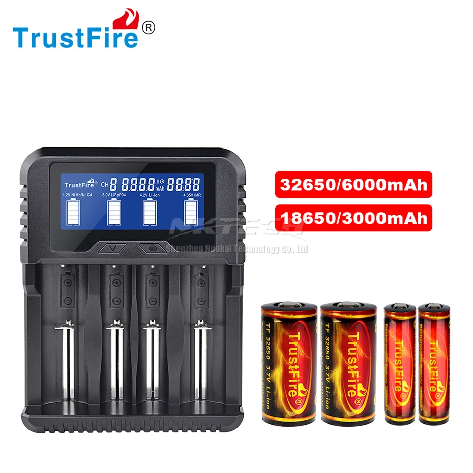 With 2-6000 3000mAh TR-020 TrustFire смарт-устройство для быстрой Батарея Зарядное устройство Мощность банк QC3.0 USB Дисплей зарядки Ёмкость/Вольт/температура 18650 26650 32650 14500 AAA - Цвет: With 2-6000 3000mAh