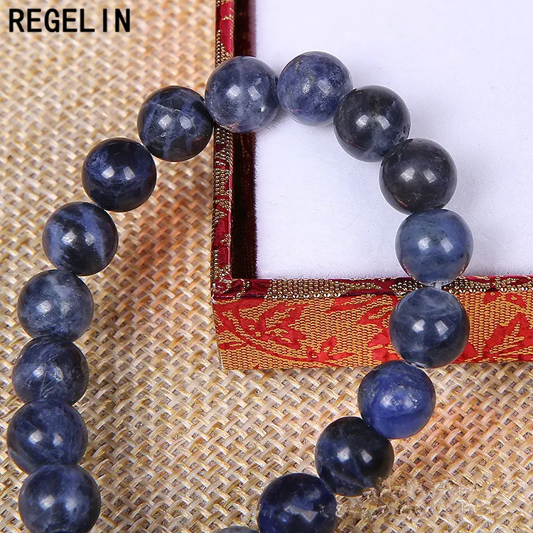 

REGELIN Natural Stone Beads 4/6/8/10/12mm Round Blue Crystal Quartz Bead Loose Beads 1strip DIY Bracelet Findings Craft Jewelry