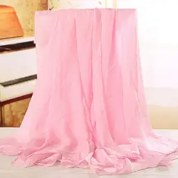 Лето 2019 г. элегантный женский шифоновый шарф Вуаль одноцветное цвет тонкий мягкий See Through длинные шейный платок Лот