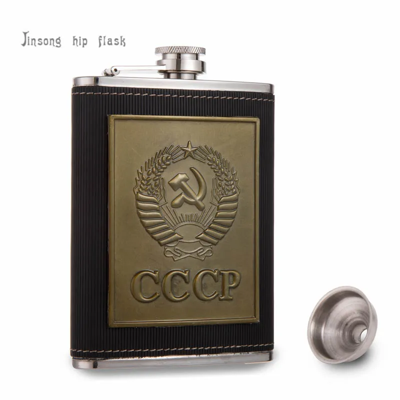 CCCP Россия фляга из нержавеющей стали с бесплатной воронкой, ножка градусов, нержавеющая сталь