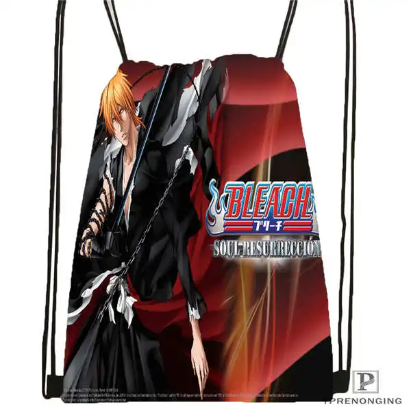 Drawstring Backpack Пользовательские bleach_ichigo_cool_anime_ Drawstring сумка-рюкзак милый рюкзак дети сумка(черный назад) 31x40 см#180611-01-47 - Цвет: Drawstring Backpack